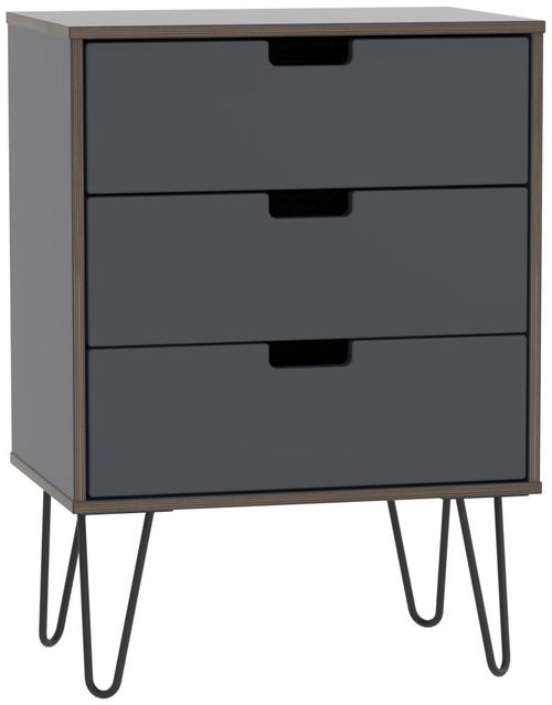 Shanghai Graphite 3 Drawer Small Chest with Hairpin Legs