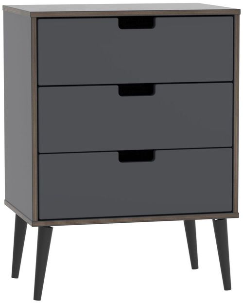 Shanghai Graphite 3 Drawer Small Chest with Wooden Legs