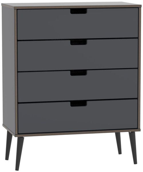 Shanghai Graphite 4 Drawer Chest with Wooden Legs
