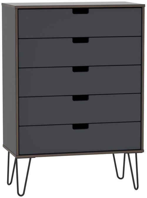 Shanghai Graphite 5 Drawer Chest with Hairpin Legs