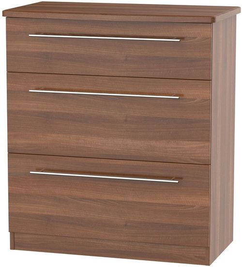Sherwood Walnut Effect 3 Drawer Deep Chest