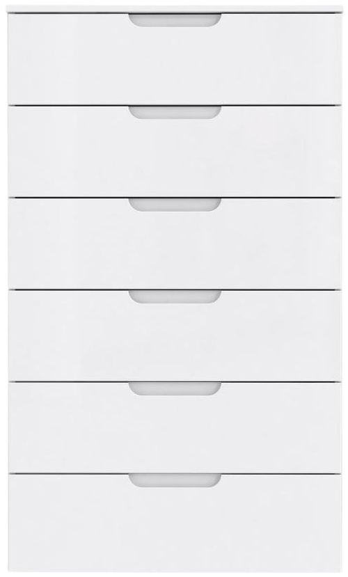 Sienna White Gloss 6 Drawer Tall Chest