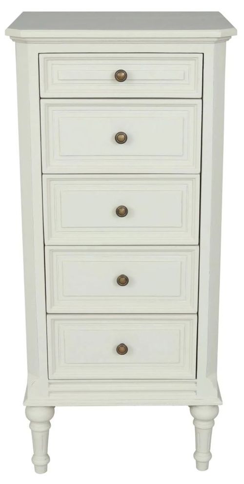 Solana French Lime White 5 Drawer Chest