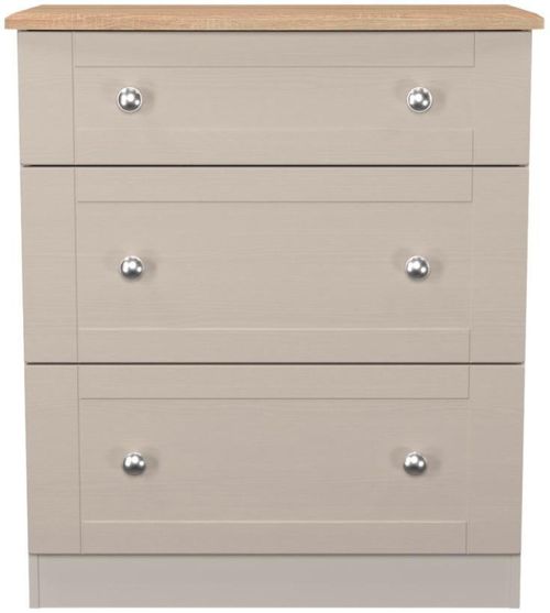 Sussex Cashmere and Oak Effect 3 Drawer Deep Chest