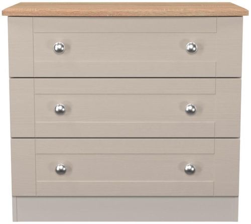 Sussex Cashmere and Oak Effect 3 Drawer Small Chest