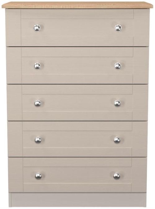 Sussex Cashmere and Oak Effect 5 Drawer Chest