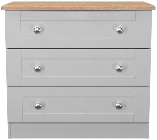 Sussex Grey and Oak Effect 3 Drawer Small Chest