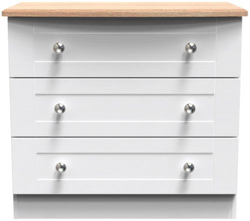 Sussex White and Oak Effect 3 Drawer Small Chest