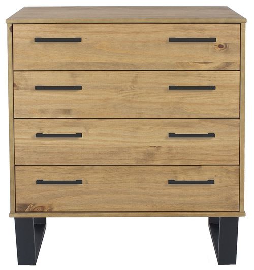 Texas Industrial Style Oak Effect 4 Drawer Chest