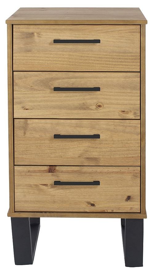Texas Industrial Style Oak Effect 4 Drawer Narrow Chest
