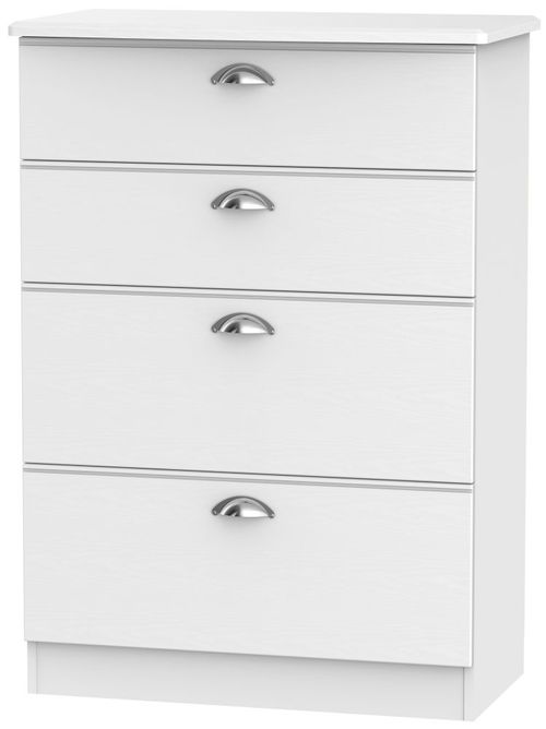 Victoria White 4 Drawer Deep Chest