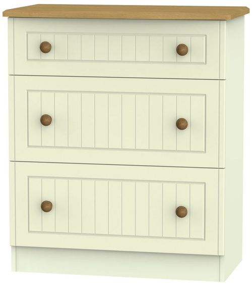 Warwick Cream and Oak 3 Drawer Deep Chest