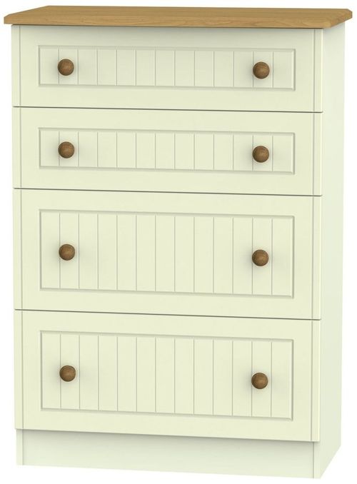 Warwick Cream and Oak 4 Drawer Deep Chest