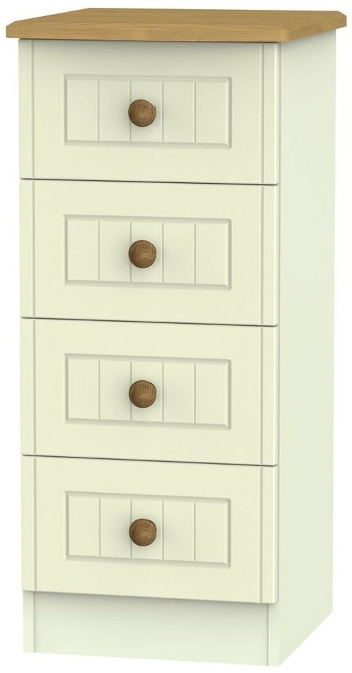 Warwick Cream and Oak 4 Drawer Narrow Chest