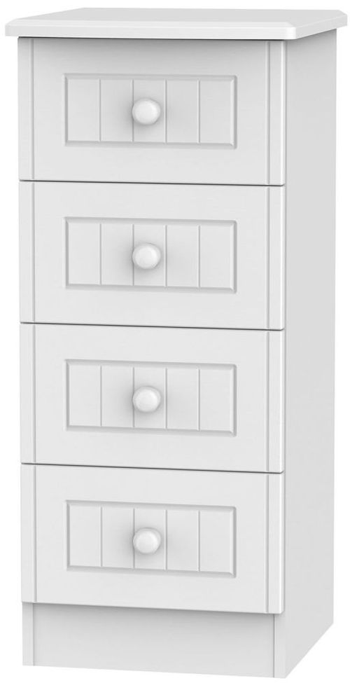 Warwick White 4 Drawer Narrow Chest