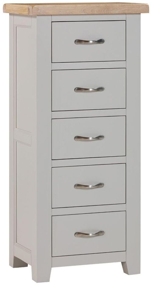 Wilmont Grey Painted 5 Drawer Narrow Chest