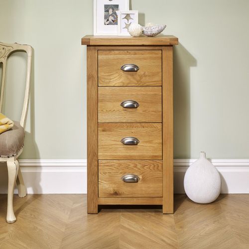 Woburn Narrow Chest - 4 Drawer - Rustic Oak