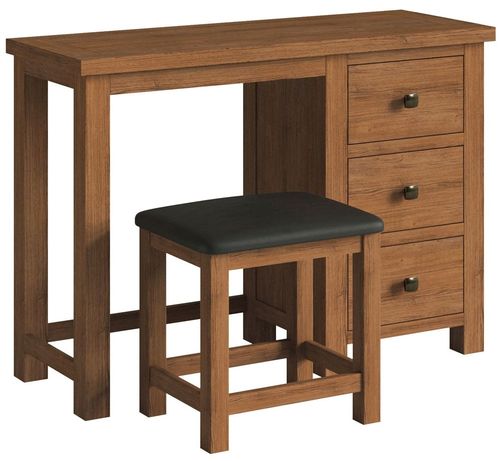 Original Rustic Oak 3 Drawer Single Dressing Table Set
