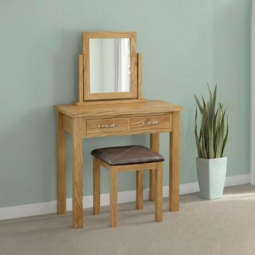 New Trinity Dressing Table Set - 2 Drawer - Natural Oak