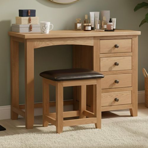 Marlborough Dressing Table - 4 Drawer - Single - Oak