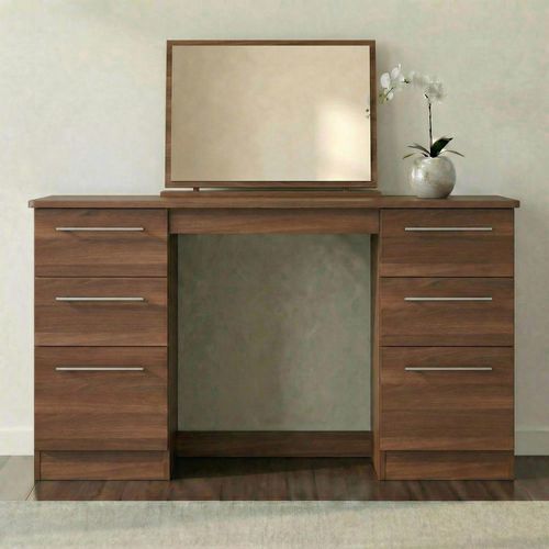Sherwood Double Dressing Table - 6 Drawer - Walnut