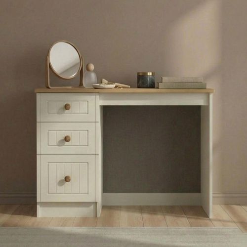 Warwick Dressing Table - 3 Drawer - Single - Cream and Oak