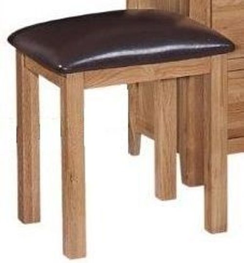 Appleby Petite Oak Dressing Table Stool, Padded Faux Leather Seat