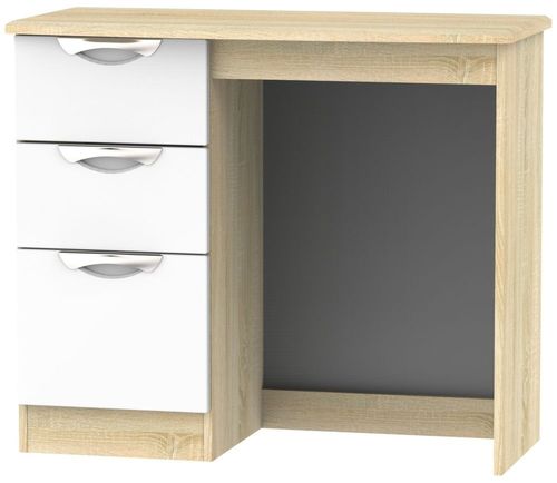Camden White Gloss and Oak Effect 3 Drawer Single Dressing Table