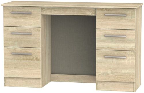 Contrast Oak Effect 6 Drawer Double Dressing Table