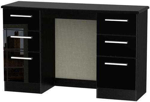 Knightsbridge Black Gloss 6 Drawer Double Dressing Table
