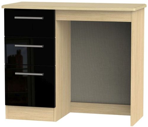 Knightsbridge Black Gloss and Light Oak 3 Drawer Single Dressing Table