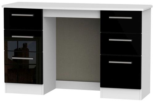 Knightsbridge Black Gloss and White 6 Drawer Double Dressing Table