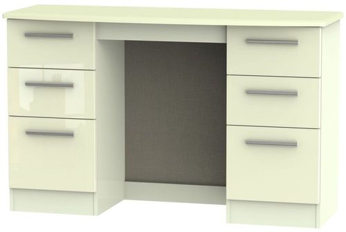 Knightsbridge Cream Gloss 6 Drawer Double Dressing Table