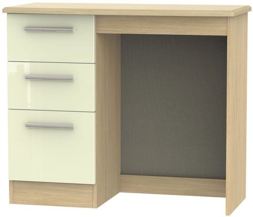 Knightsbridge Cream Gloss and Light Oak 3 Drawer Single Dressing Table