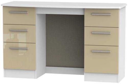Knightsbridge Mushroom and White 6 Drawer Double Dressing Table