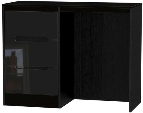 Monaco Black Gloss 3 Drawer Single Dressing Table