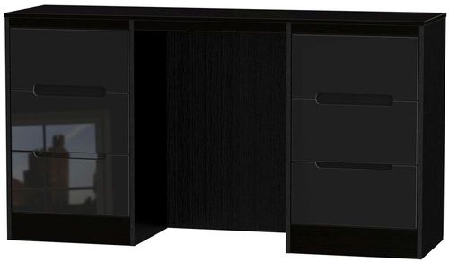 Monaco Black Gloss 6 Drawer Double Dressing Table