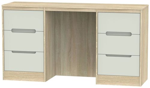 Monaco Cashmere Matt and Oak Effect 6 Drawer Double Dressing Table