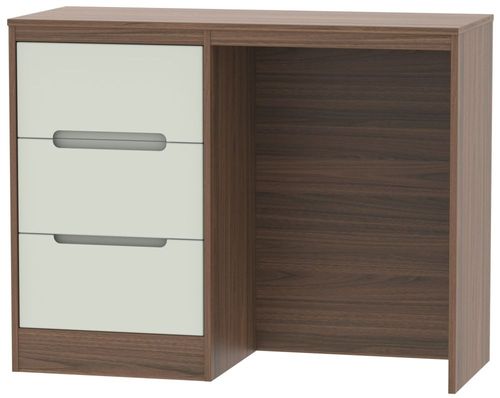 Monaco Cashmere and Carini Walnut 3 Drawer Single Dressing Table