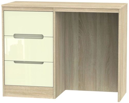 Monaco Cream Gloss and Oak Effect 3 Drawer Single Dressing Table