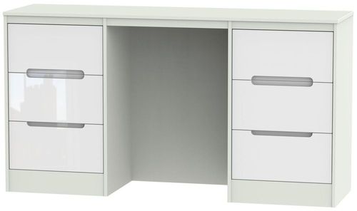 Monaco White Gloss and Cashmere 6 Drawer Double Dressing Table