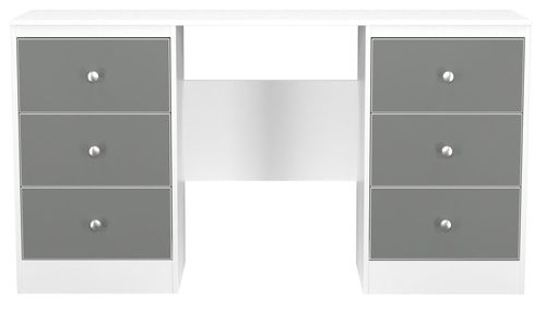 Padstow Grey and White 6 Drawer Double Dressing Table