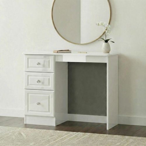 Pembroke White Gloss 3 Drawer Single Dressing Table