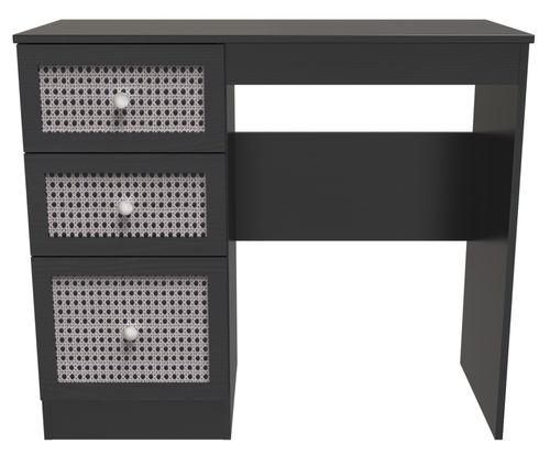 Rattan and Black Ash 3 Drawer Single Dressing Table