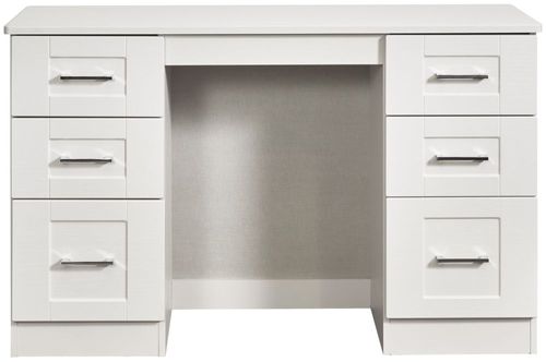 York White 6 Drawer Double Dressing Table
