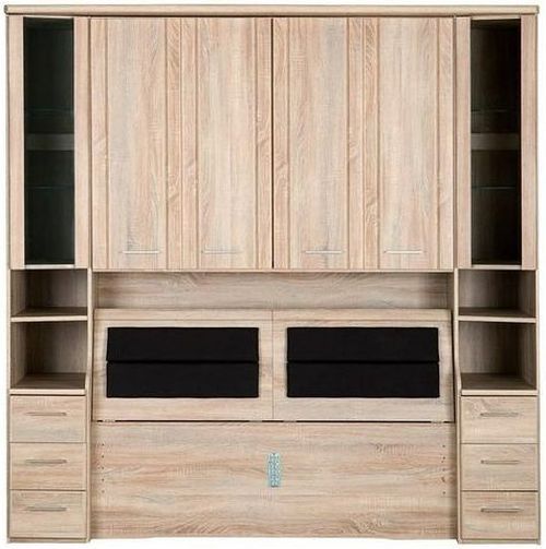 Luxor 3+4 Overbed Unit - 235cm - 33cm Occasional Element and Bedding Box - Rustic Oak