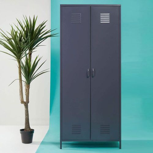 Academy Grey Metal 2 Door Wardrobe