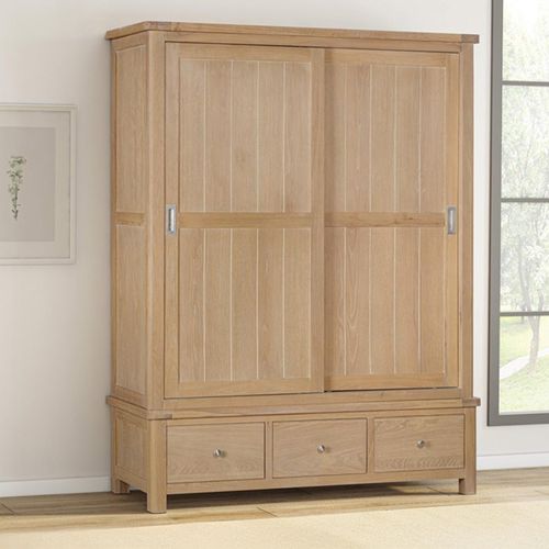 Hayley Oak 2 Door 3 Drawer Sliding Wardrobe