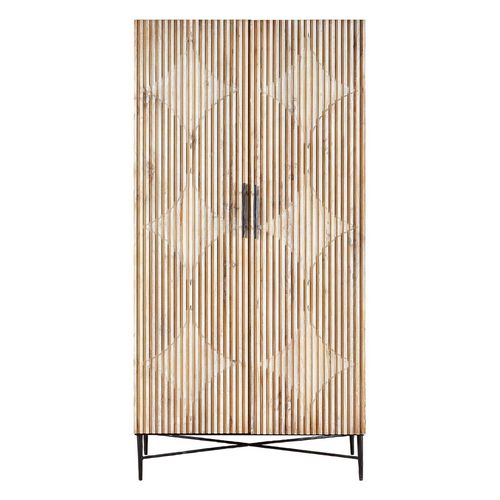 Kyra Fluted Natural Elm Wood 2 Door Wardrobe