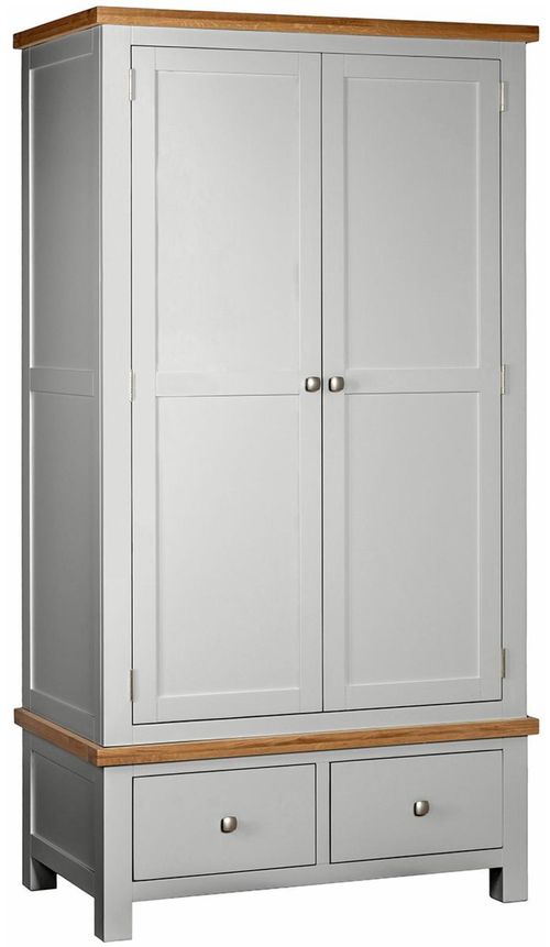Lundy Grey Painted 2 Door 2 Drawer Double Wardrobe